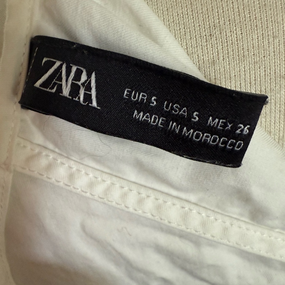 Zara Women's Dress Cotton Long Maxi Small White Tiered Puff Sleeve - Picture 7 of 8